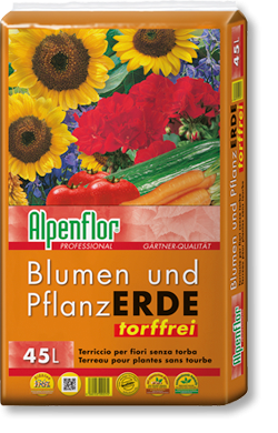 Alpenflor Blumen u. Pflanzerde, Torffrei, 45 L